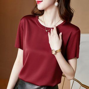 T-shirts for Women Vintage Satin Tops for Women Sh